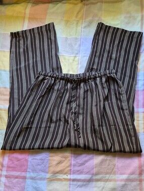Essentials Brown and White Striped Straight Leg Pants